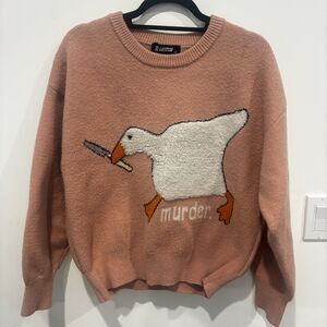 Laixton Goose Graphic Sweater "Murder" Cartoon Knit Size Medium